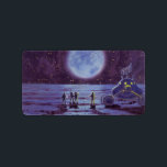 Vintage Science Fiction Erde Rover Außerirdischen  Adressaufkleber<br><div class="desc">Vintage Illustration futuristische Außerirdischen und Roboter Science Fiction Bild mit einem klassischen 50er Comic Buch Design. Retro-Sci-Fi-Design mit Alien-Astronauten auf einem fremden Planeten mit einem Raumfahrzeug,  Mondrover oder Mondrover und Blick auf die Erde und den Weltraum und winkend. Ein dunkler Himmel mit hellen Sternen und Planeten.</div>
