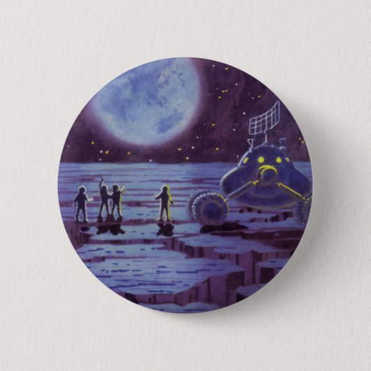 Vintage Science Fiction Erde Rover Außerirdischen Button (Vorderseite)