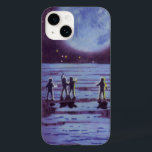 Vintage Science Fiction Erde Rover Außerirdischen  Case-Mate iPhone 14 Hülle<br><div class="desc">Vintage Illustration futuristische Außerirdischen und Roboter Science Fiction Bild mit einem klassischen 50er Comic Buch Design. Retro-Sci-Fi-Design mit Alien-Astronauten auf einem fremden Planeten mit einem Raumfahrzeug,  Mondrover oder Mondrover und Blick auf die Erde und den Weltraum und winkend. Ein dunkler Himmel mit hellen Sternen und Planeten.</div>