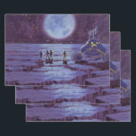 Vintage Science Fiction Erde Rover Außerirdischen  Geschenkpapier Set<br><div class="desc">Vintage Illustration futuristische Außerirdischen und Roboter Science Fiction Bild mit einem klassischen 50er Comic Buch Design. Retro-Sci-Fi-Design mit Alien-Astronauten auf einem fremden Planeten mit einem Raumfahrzeug,  Mondrover oder Mondrover und Blick auf die Erde und den Weltraum und winkend. Ein dunkler Himmel mit hellen Sternen und Planeten.</div>