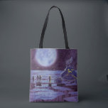 Vintage Science Fiction Erde Rover Außerirdischen  Tasche<br><div class="desc">Vintage Illustration futuristische Außerirdischen und Roboter Science Fiction Bild mit einem klassischen 50er Comic Buch Design. Retro-Sci-Fi-Design mit Alien-Astronauten auf einem fremden Planeten mit einem Raumfahrzeug,  Mondrover oder Mondrover und Blick auf die Erde und den Weltraum und winkend. Ein dunkler Himmel mit hellen Sternen und Planeten.</div>