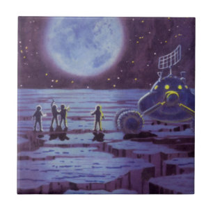 Vintage Science-Fiction-Erderover - Aliens auf dem Fliese