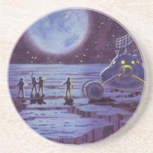 Vintage Science-Fiction-Erderover - Aliens auf dem Sandstein Untersetzer