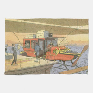 Vintage Science Fiction Flugzeug Hubschrauber Limo Handtuch