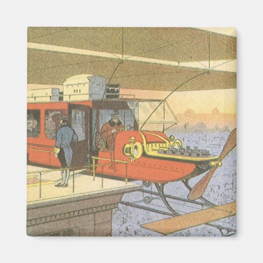 Vintage Science Fiction Flugzeug Hubschrauber Limo Magnet (Vorne)