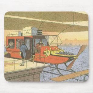 Vintage Science Fiction Flugzeug Hubschrauber Limo Mousepad