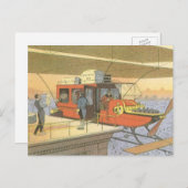 Vintage Science Fiction Flugzeug Hubschrauber Limo Postkarte (Vorne/Hinten)