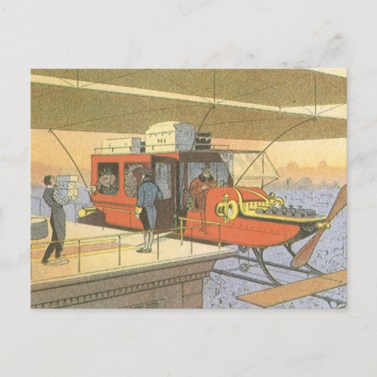 Vintage Science Fiction Flugzeug Hubschrauber Limo Postkarte (Vorderseite)