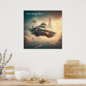 Vintage Science Fiction Flying Cars Poster (Küche)
