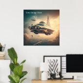 Vintage Science Fiction Flying Cars Poster (Heimbüro)