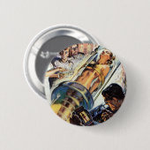 Vintage-Science-Fiction, Frau im Laborexperiment Button (Vorne & Hinten)