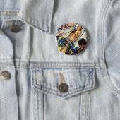Vintage-Science-Fiction, Frau im Laborexperiment Button (Beispiel)