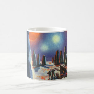 Vintage Science-Fiction Fremdplanet mit Aliens Kaffeetasse