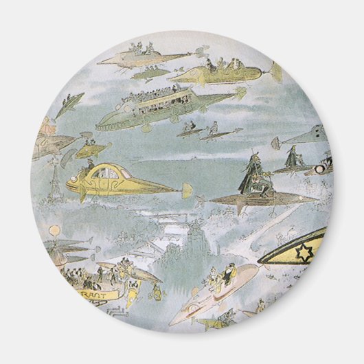 Vintage Science Fiction Futuristische Autos, Taxis Magnet (Vorne)