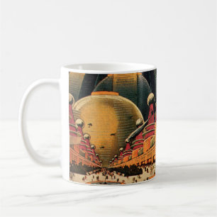 Vintage Science Fiction Futuristische City Flying Kaffeetasse