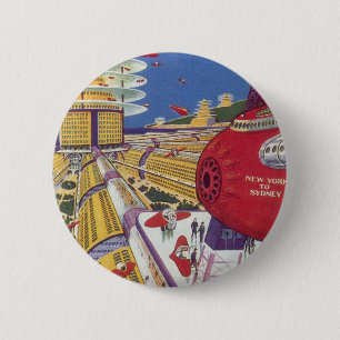 Vintage Science Fiction, futuristische New York Ci Button