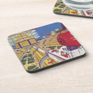 Vintage Science Fiction, futuristische New York Ci Getränkeuntersetzer