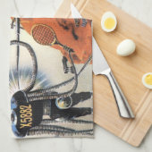 Vintage Science Fiction Futuristische Stadt Alien Geschirrtuch (Viertel Falte)