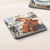 Vintage Science Fiction Futuristische Stadt Alien  Getränkeuntersetzer (Linke Seite)