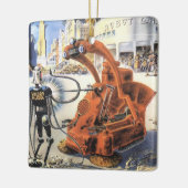 Vintage Science Fiction Futuristische Stadt Alien Keramikornament (Links)