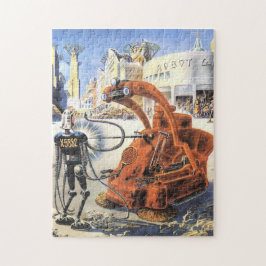Vintage Science Fiction Futuristische Stadt Alien Puzzle