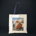 Vintage Science Fiction Futuristische Stadt Alien Tragetasche<br><div class="desc">Vintage Illustration futuristische Science Fiction Außerirdischen und Roboter Image. Ein klassisches Retro-Sci-Fi-futuristisches Design mit Außerirdischen in einem Kampf oder Kampf in einer Metropole der Zukunft mit Gebäude in Ruinen überall um sie herum.</div>