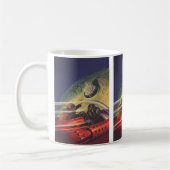 Vintage Science Fiction, futuristische Stadt auf d Kaffeetasse (Links)