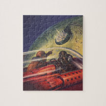 Vintage Science Fiction, futuristische Stadt auf d