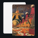 Vintage Science Fiction Futuristische Stadt Einlad Einladung<br><div class="desc">Klicken Sie auf den Button "Anpassen", um auf die Designtools zuzugreifen, um die Hintergrundfarbe zu ändern und Ihren eigenen Text hinzuzufügen! Viele Schriftart Stile zur Auswahl! Vintages Bild der Reise-und Transport-Science Fiction mit einem klassischen Comic-Buch Retro sci, wenn urbane Umgebung mit einer Stadt der Zukunft. Die architektonischen Gebäude sind wie...</div>