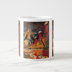 Vintage Science-Fiction futuristische Stadt fliege Jumbo-Tasse