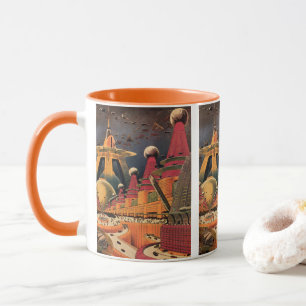 Vintage Science-Fiction futuristische Stadt fliege Tasse