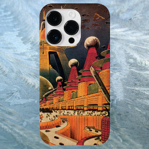 Vintage Science Fiction Futuristische Stadt Flying Case-Mate iPhone 14 Pro Hülle