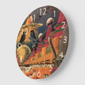 Vintage Science Fiction Futuristische Stadt Flying Große Wanduhr (Winkel)