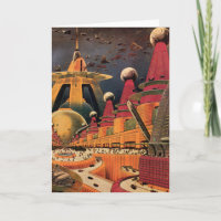Vintage Science Fiction Futuristische Stadt Flying