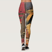 Vintage Science Fiction Futuristische Stadt Flying Leggings (Rückseite)