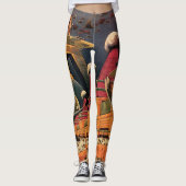 Vintage Science Fiction Futuristische Stadt Flying Leggings (Vorderseite)