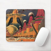 Vintage Science Fiction Futuristische Stadt Flying Mousepad (Mit Mouse)