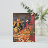 Vintage Science Fiction Futuristische Stadt Flying Postkarte (Stehend Vorderseite)