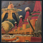 Vintage Science Fiction Futuristische Stadt Flying Serviette<br><div class="desc">Vintages Bild der Reise-und Transport-Science Fiction mit einem klassischen Comic-Buch Retro sci,  wenn urbane Umgebung mit einer Stadt der Zukunft. Die architektonischen Gebäude sind wie Kegel geformt und die Fahrzeuge fliegen wie Vögel,  während sich Menschenmassen durch die Metropole bewegen.</div>