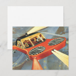 Vintage Science-Fiction futuristisches Auto Einlad Einladung