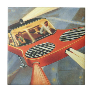 Vintage Science-Fiction futuristisches Flugauto Fliese
