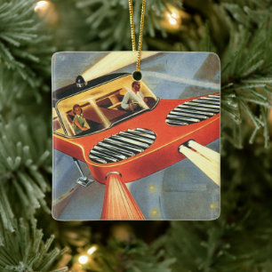 Vintage Science-Fiction futuristisches Flugauto Keramikornament