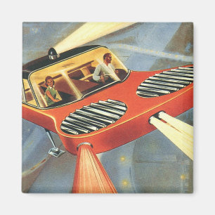 Vintage Science-Fiction futuristisches Flugauto Magnet