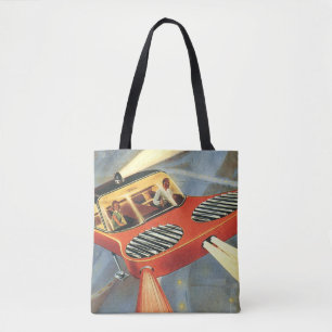 Vintage Science-Fiction futuristisches Flugauto Tasche