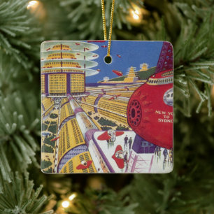 Vintage Science-Fiction, futuristisches New York C Keramikornament