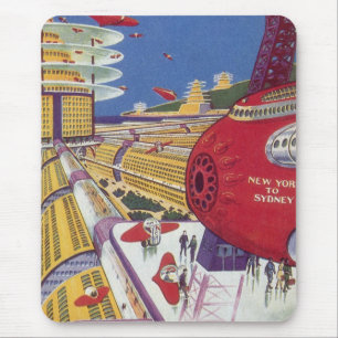 Vintage Science-Fiction, futuristisches New York C Mousepad