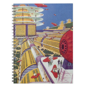 Vintage Science-Fiction, futuristisches New York C Notizblock