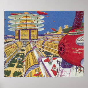 Vintage Science-Fiction, futuristisches New York C Poster