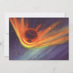 Vintage Science Fiction, glühende Rakete im Weltra