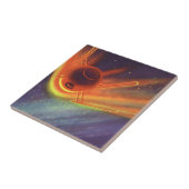 Vintage Science Fiction, glühende Rakete im Weltra Fliese (Seite)